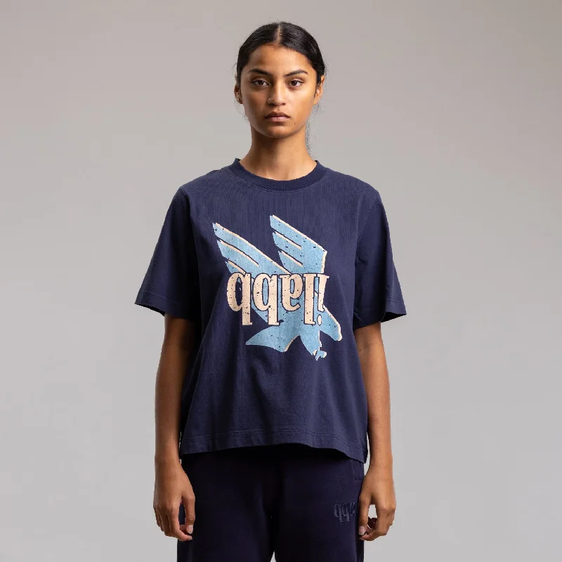 Racing Bird Heritage Block Tee Womens Asymmetrical Pockets Print