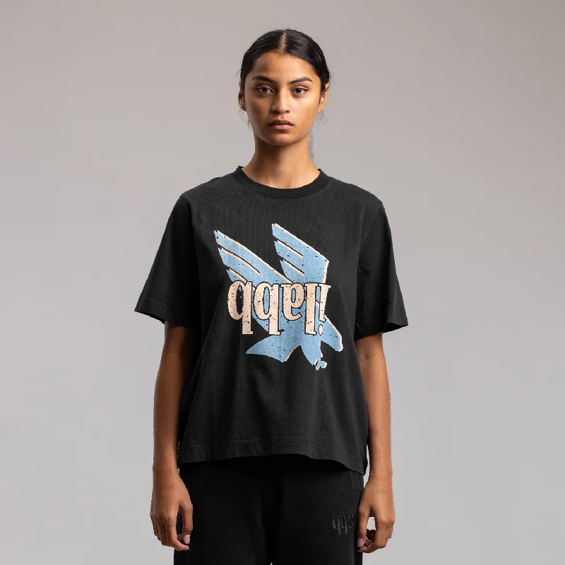 Racing Bird Heritage Block Tee Women's WASHED BLACK Machine Wash Dry Clean Hand Wash