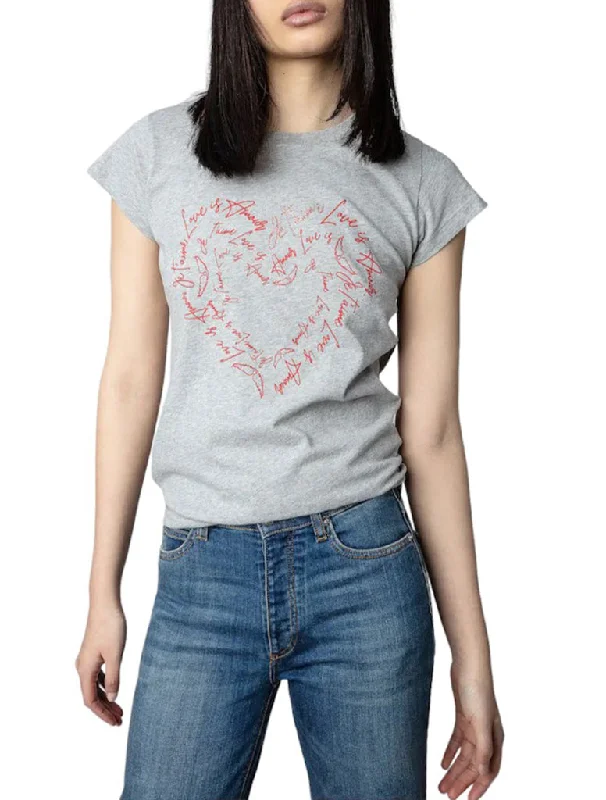 Skinny Heart T-Shirt- ZADIG & VOLTAIRE Knit Fabric Woven Fabric Fleece Fabric
