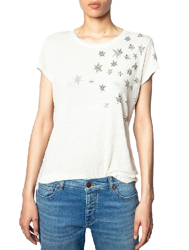 Stars Strass T Shirt - ZADIG & VOLTAIRE Striped Floral Plaid