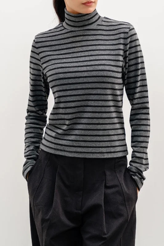 STRIPED HIGH-NECK TOP Houndstooth Herringbone Solid