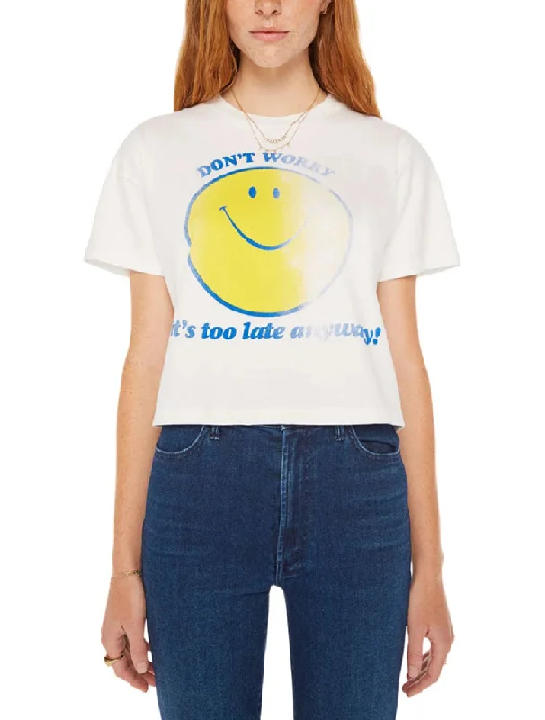 The Grab Crop Tee - MOTHER Spandex Blend Rayon Blend Denim Blend