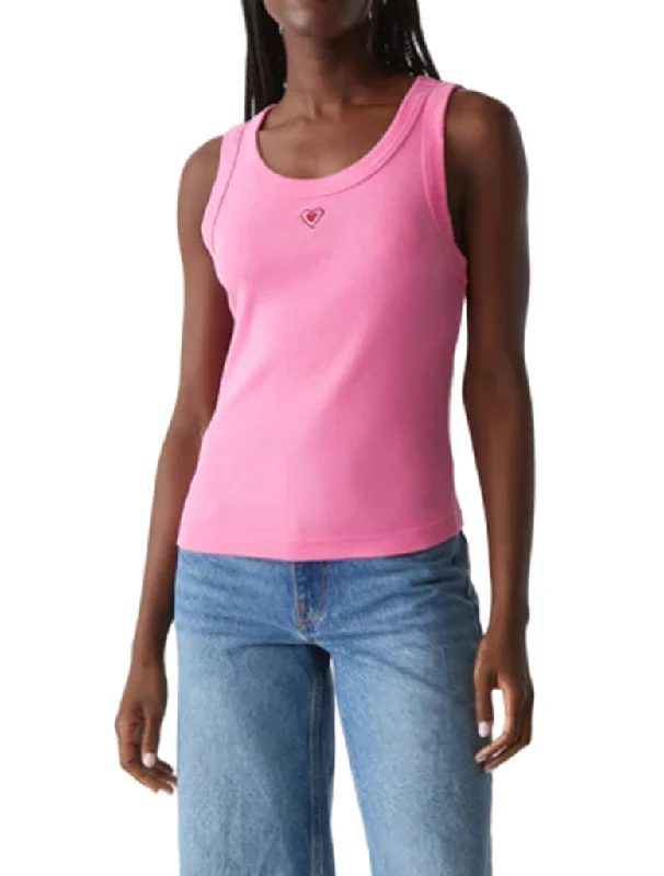 Tini Embroidered Heart Tank - MICHAEL STARS Zippered Front Buttoned Front Snap Front