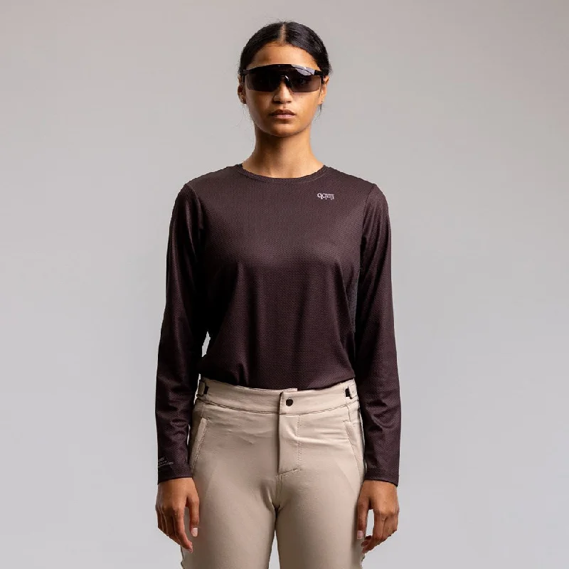 Traverse Long Sleeve Jersey - Women's COCOA Graphic T-Shirt Round Neck Polyester