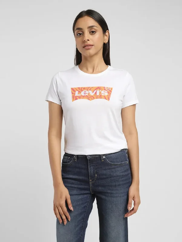 Women's Brand Logo Crew Neck T-shirt Anti-Pilling Machine Wash Handmade