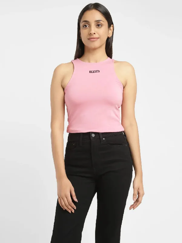 Women's Brand Logo Slim Fit T-shirt Satin Blend Silk Blend Wool Blend