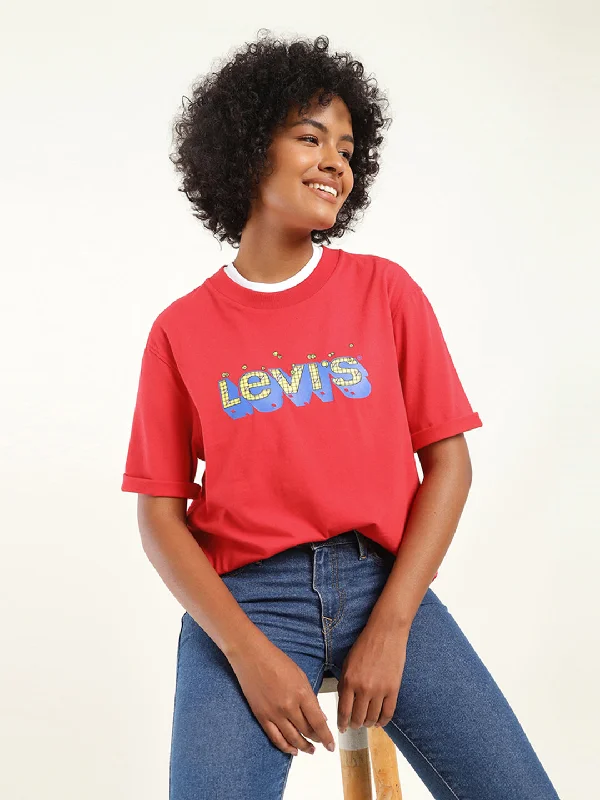 Women's Graphic Print Oversized T-Shirt Seamless Knitted Crochet