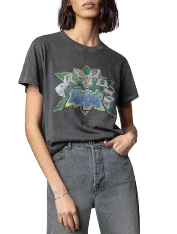 Zoe Core Love Strass Shirt - ZADIG & VOLTAIRE Satin Fabric Silk Fabric Chiffon Fabric