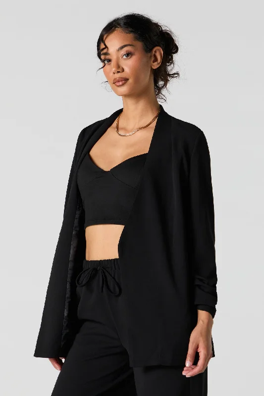 Open Front Scrunch Sleeve Blazer Women's Handmade Blazer