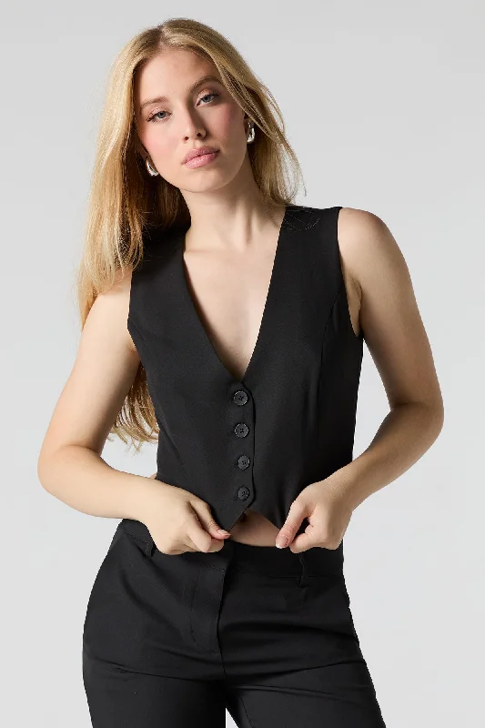 Button Front Cropped Vest Milan Custom Blazer