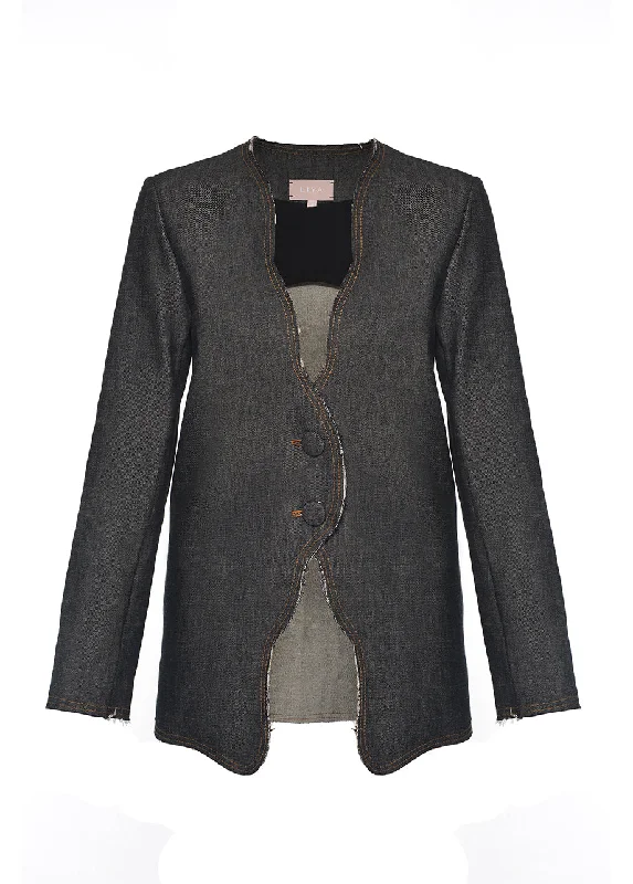 DENIM JACKET WITH WAVES Women's High-End Blazer