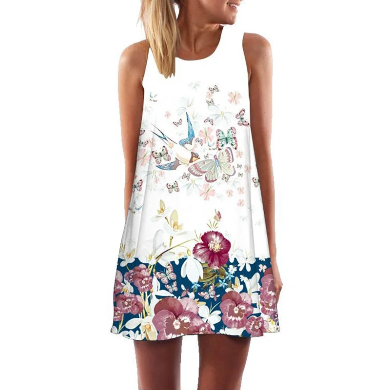 2019 Summer Mini Dress Women Cow Letter Print Sundress Clothing Sleeveless Boho Short Beach Dress Casual Shift Dresses Vestido cropped tank top