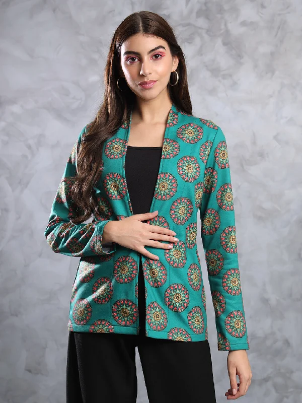TANDUL  FLEECE BLEND Printed Coat For Women Women's Simple Blazer