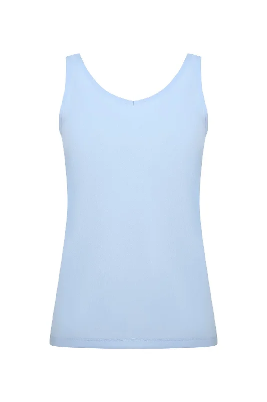 Scoop neck & V neck Cami | Sky | 7633TT Pastel Wool Vest