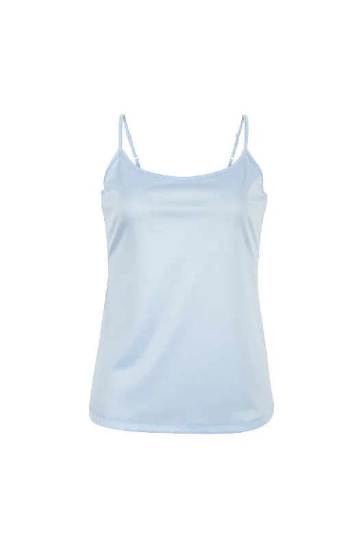 Cami with adjustable straps | Sky | 7637TT Cropped Leather Vest