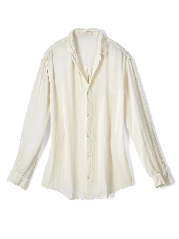 Alana Washed Velvet Shirt Mandarin Collar Blouse