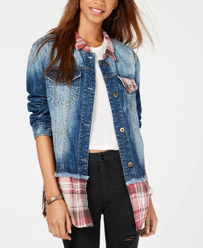 American Rag Juniors Plaid Denim Jacket Women's Party Jacket