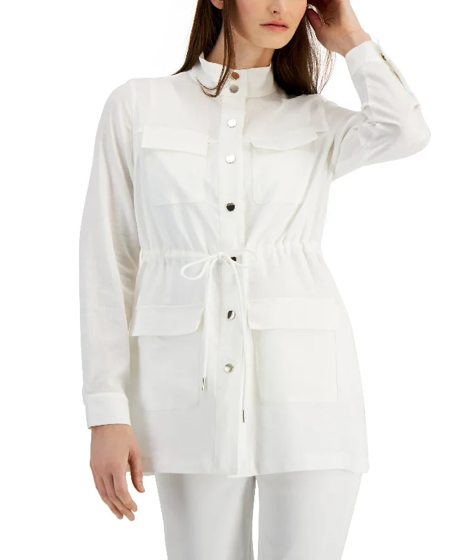 Anne Klein Petite Linen Blend Anorak Jacket Silk Women's Blazer