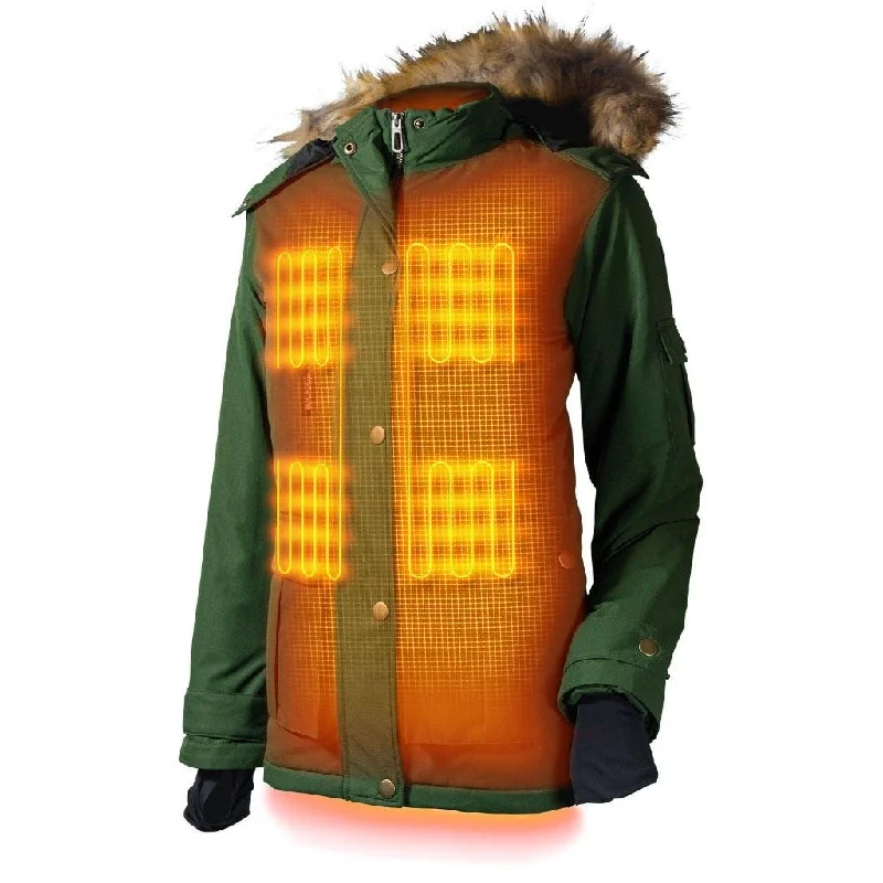 Arcadia Womens Heated Parka Soft Wool-Blend Coat