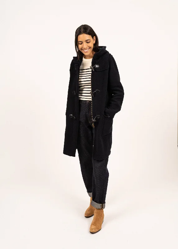 Arctique classic duffle-coat - in wool (NAVY) Elegant Open-Front Coat