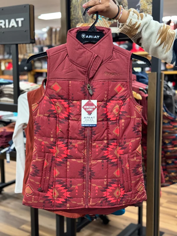 Ariat Vest. Crius Ins Burnt rose print silver tank top