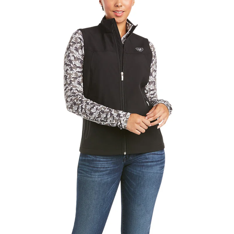 Ariat Women's New Team Softshell Vest, Black Soft Ribbed Vest