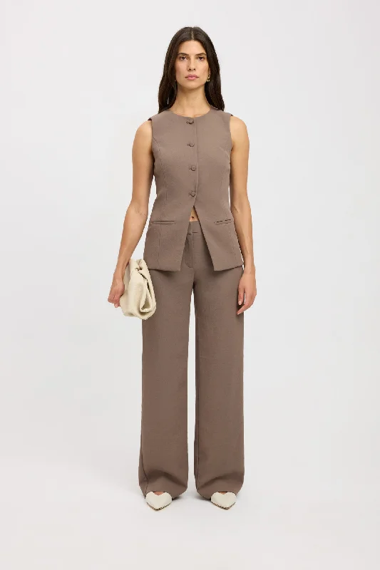 Ariel Crew Vest Collared Sleeveless Coat