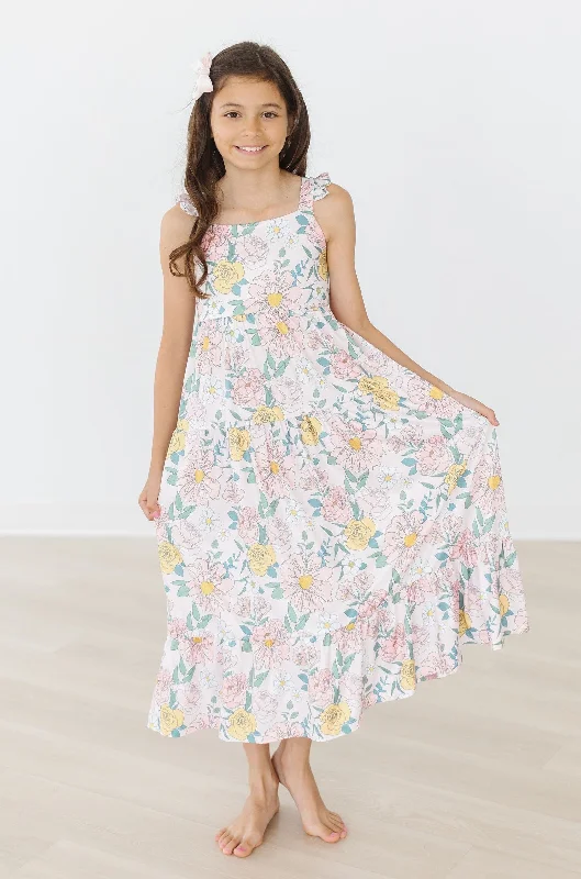Autumn Breeze Ruffle Maxi Dress charcoal tank top