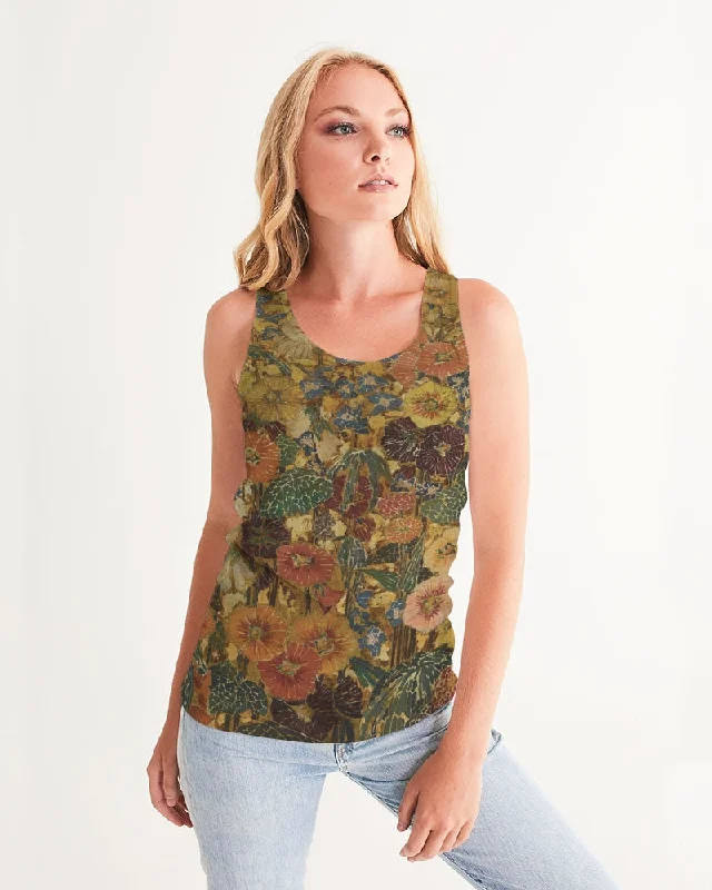 Autumn play Women's All-Over Print Tank Belted Puffer Vest