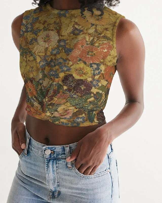 Autumn play Women's  All-Over Print Twist-Front Tank Relaxed Office Vest