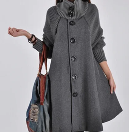Autumn Warm Woolen Coat Female single-breasted Windbreaker Winter Cloak Knit long-sleeved High Trench Coat Women Plush Teddy Overcoat