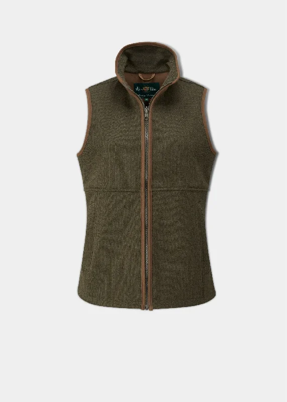 Aylsham Ladies Fleece Gilet In Green Herringbone - Regular Fit Fur-Lined Hood Vest Aylsham Ladies Fleece Gilet In Green Herringbone - Regular Fit Fur-Lined Hood Vest