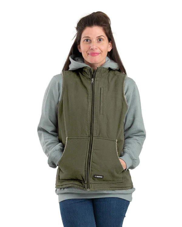 Women's Sherpa-lined Softstone Duck Vest Trendy Waterfall Vest