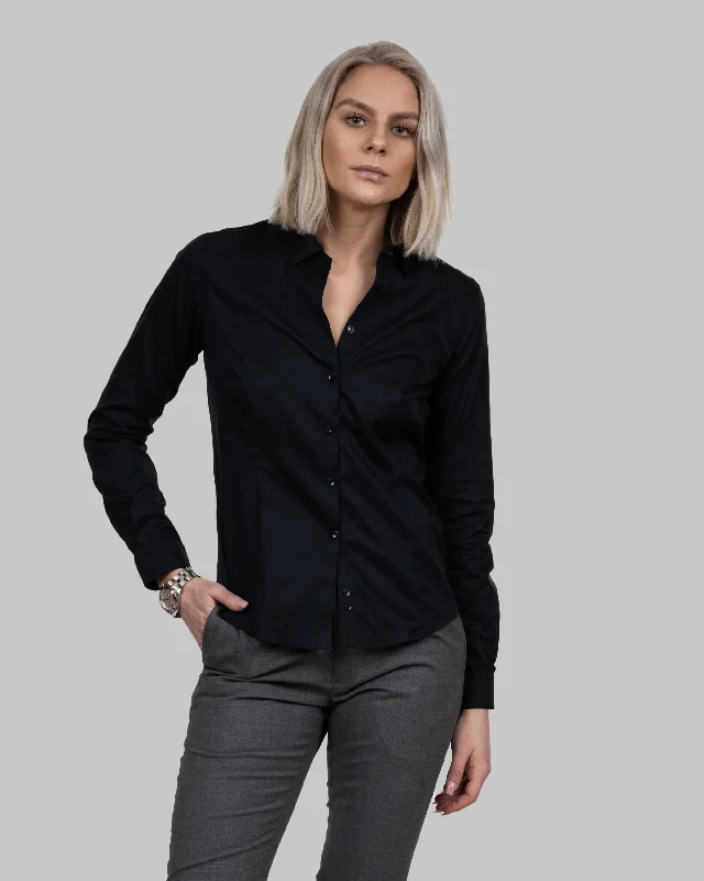 Black Bow 60 Woman Never-Iron Ruched Sleeve Blouse