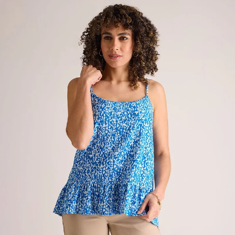 Blue Crepe Strappy Vest Soft Cashmere Vest