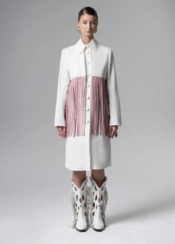BLUSH FRINGE TRENCH-DRESS Women's Pencil Blazer