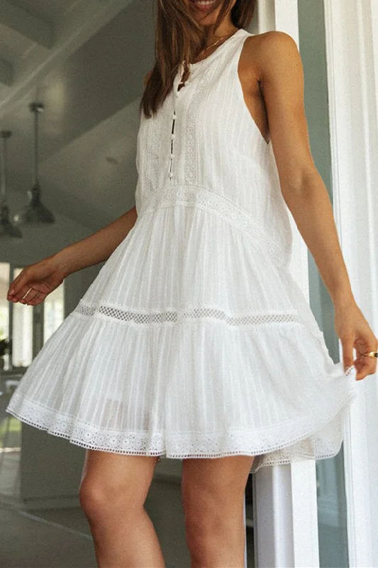 Bohemian White Stripe Midi Summer Dress loose fit tank