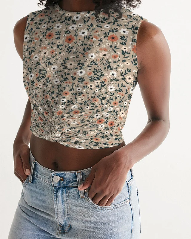 Busy and pretty Women's  All-Over Print Twist-Front Tank Vintage-Inspired Vest