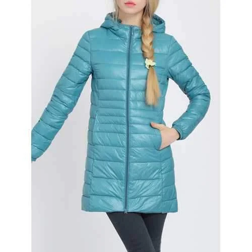 Women Pure Color Hooded Long Sleeve Down Coats Plush Teddy Overcoat