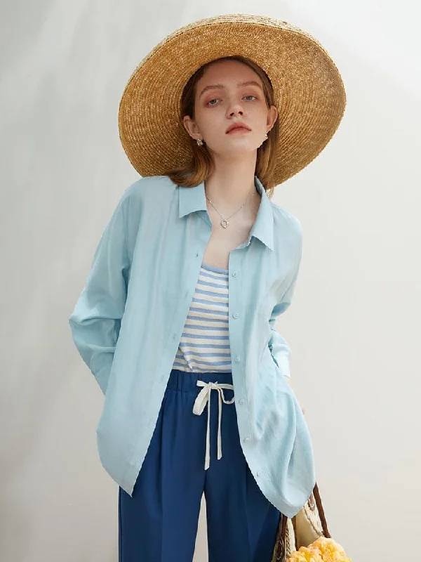Classic Soft Color Shirt Casual Stripe Blouse