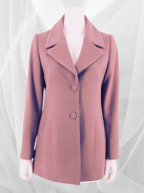 Baby Alpaca Classic Blazer Coat - Mauve Elegant Longline Blazer Coat