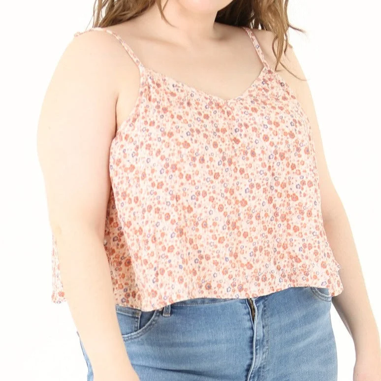 Women's Plus Size Floral Sleeveless Crop Top Cropped Leather Vest