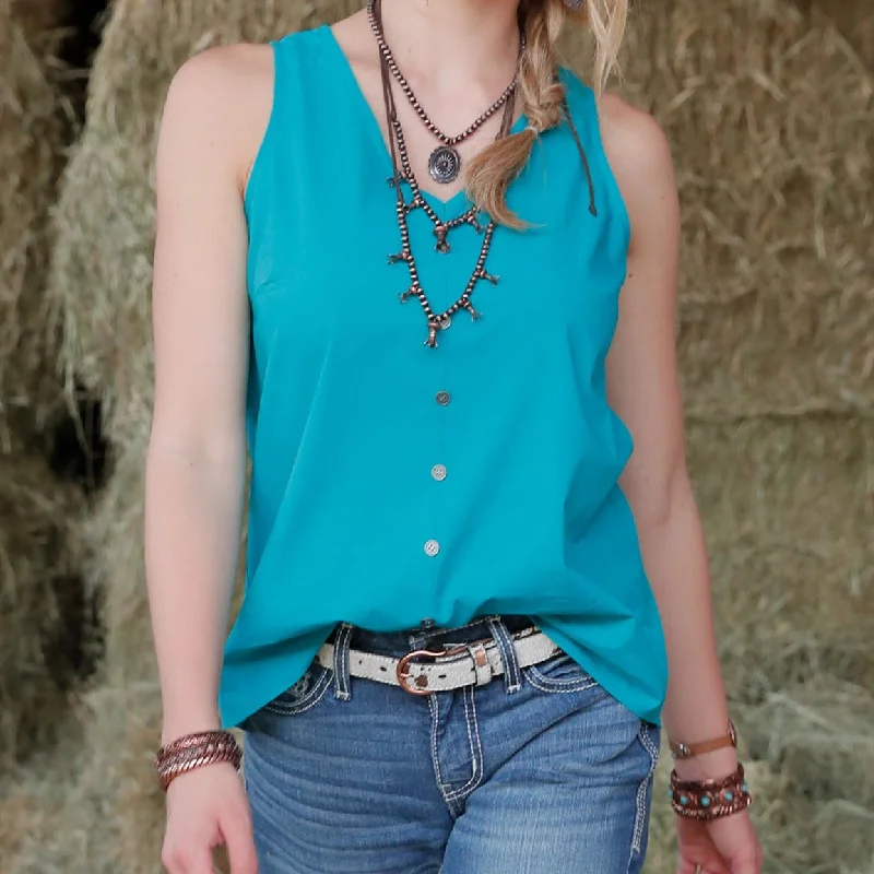Cruel Women's Teal Sleeveless Pullover Top Soft Velvet Vest