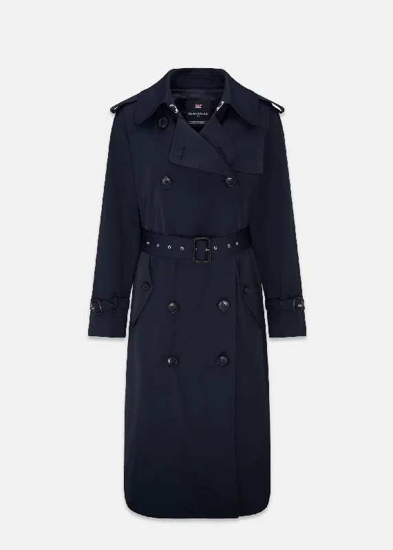 Darcy Trench Coat Navy Velvet Evening Overcoat