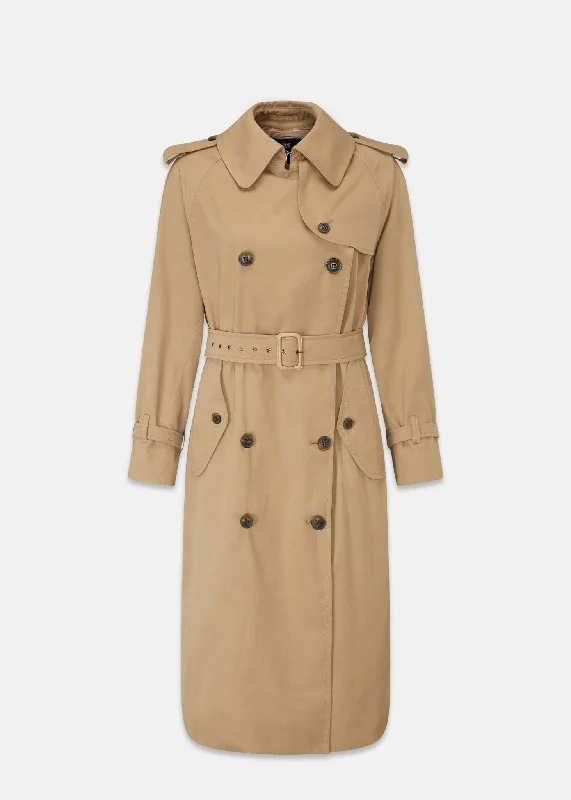 Darcy Trench Coat Stone Herringbone Wool Overcoat