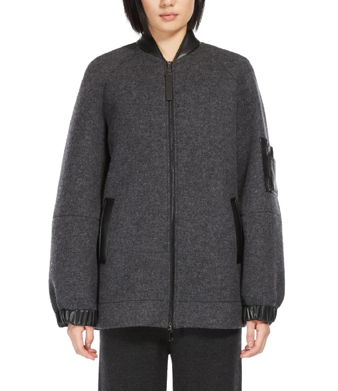 Max Mara Leisure Cappotto Limosa Grigio Donna Draped Collar Overcoat