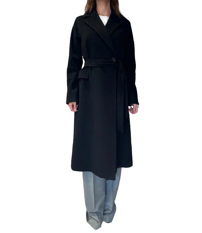 Max Mara Studio cappotto BRADO nero donna Wool Tweed Overcoat