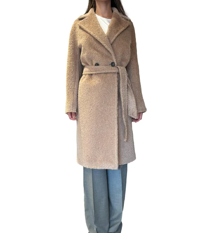 Max Mara Studio cappotto GALANTE camel donna Cozy Hooded Teddy Coat