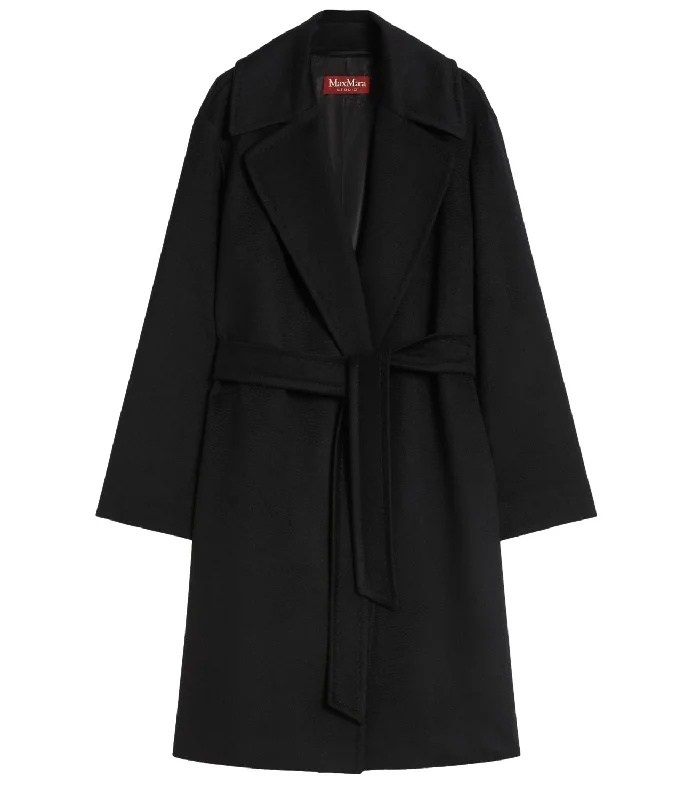 Max Mara Studio cappotto TIGRE nero donna Herringbone Wool Overcoat