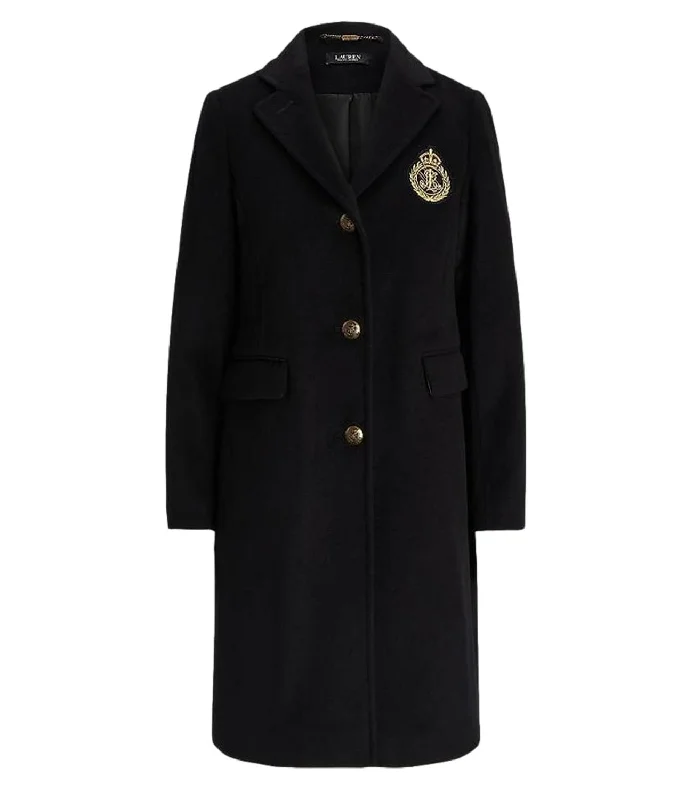 Cappotto Ralph Lauren nero lungo Vintage Wool Overcoat